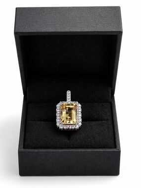 Macy’s 4 Ct. Citrine/Garnet Halo Necklace, w/ matching 2 Ct. Earrings
